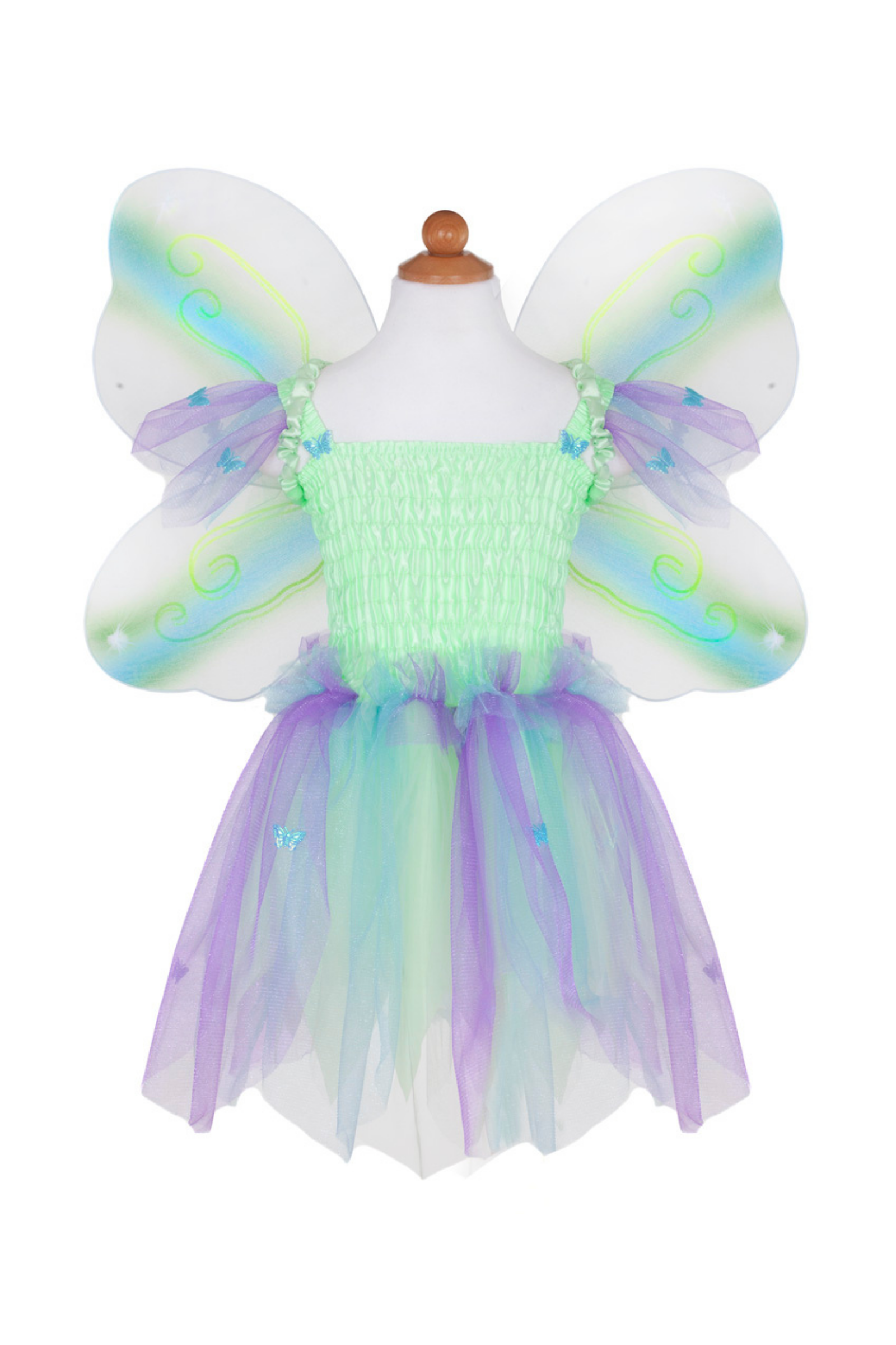 Butterfly Dress & Wings With Wand Green/Multi