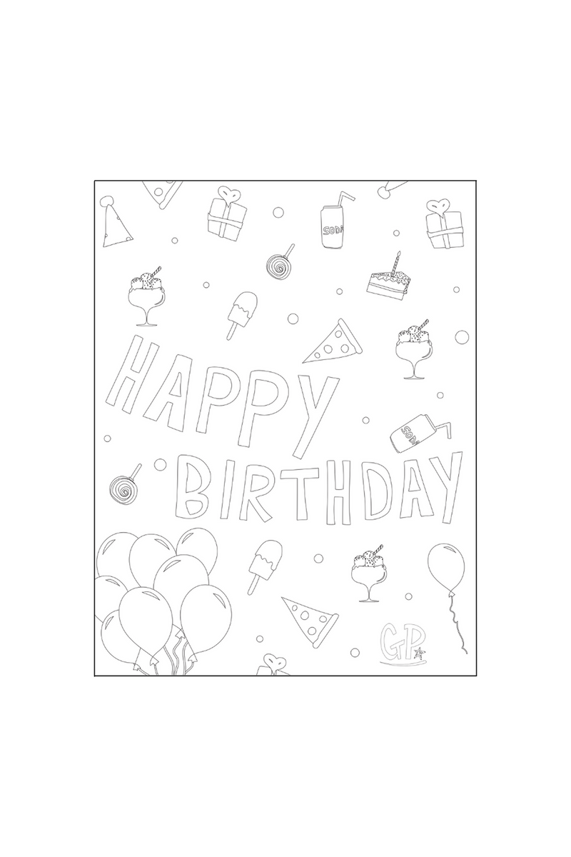 Happy Birthday Colouring Page-Retail-Great Pretenders USA