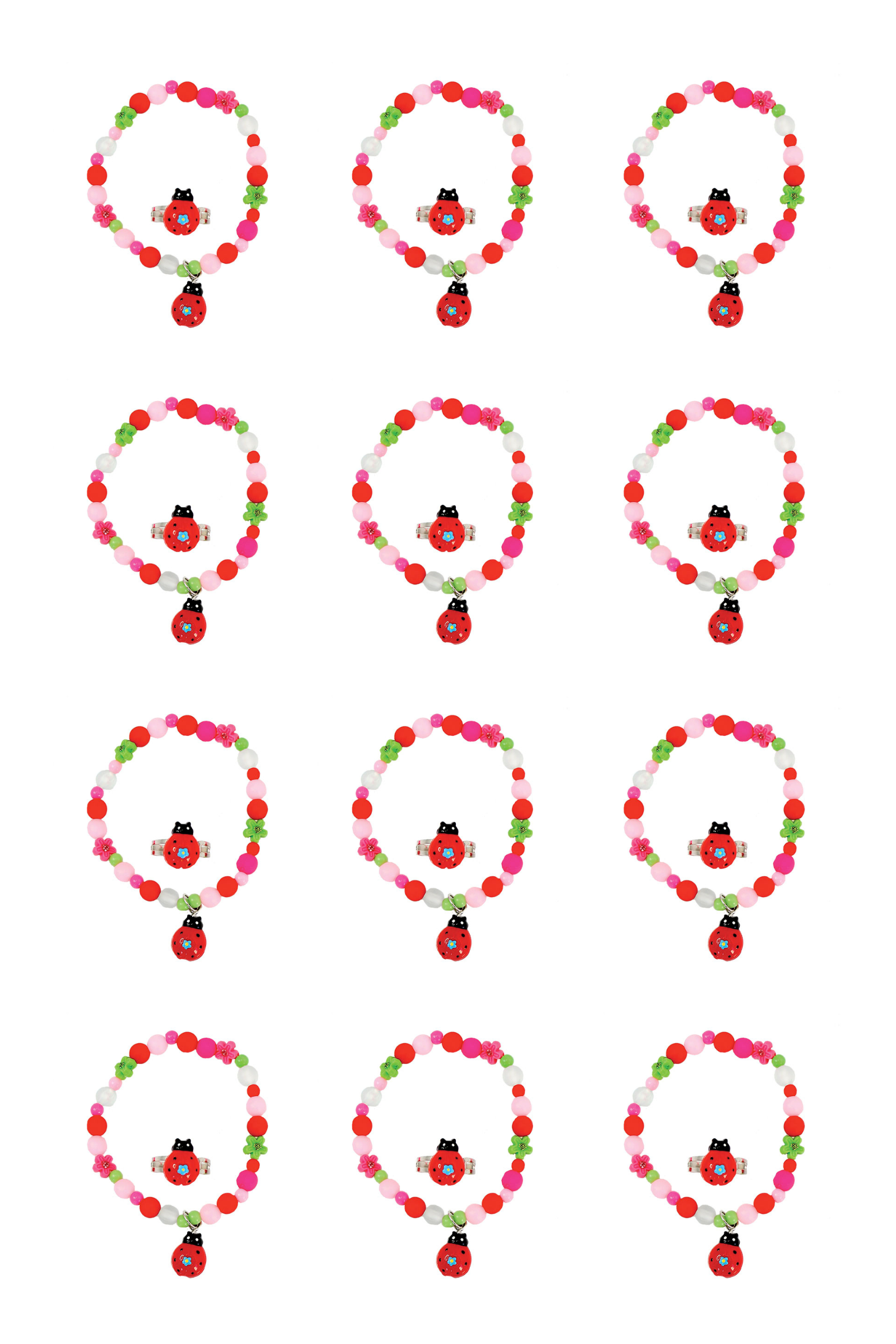 My Fair Ladybug Bracelet & Ring Set 12pc Bundle
