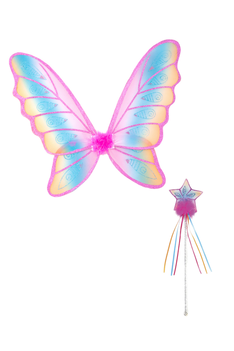 Glitter Rainbow Wings & Wand Bundle