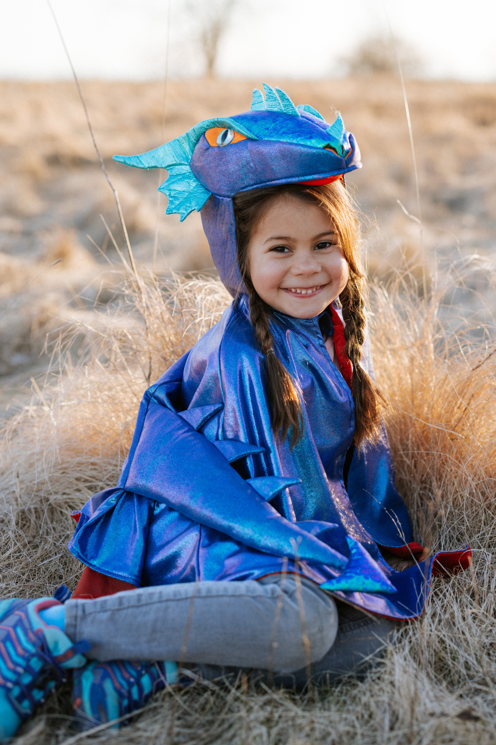 Great Pretenders 56785, Pterodactyl Hooded Cape, Blue, US Size 4-5