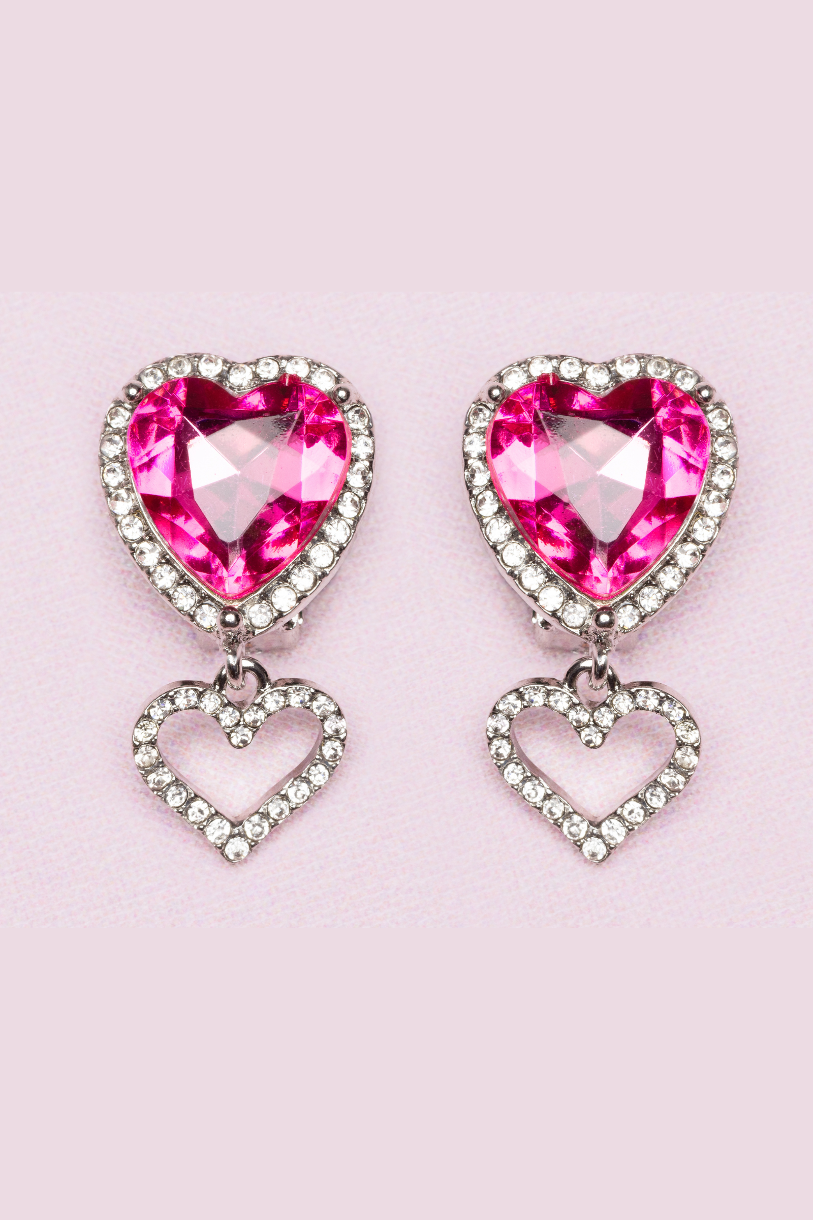 Boutique Heart Jewel Clip On Earrings