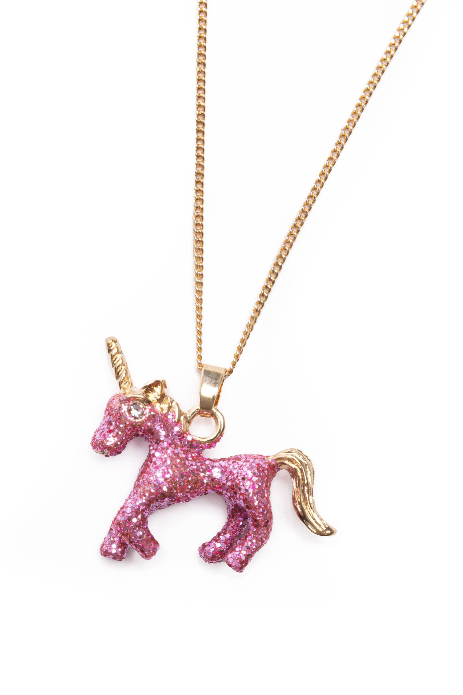 Glitter Pink Unicorn Necklace and Ring Set