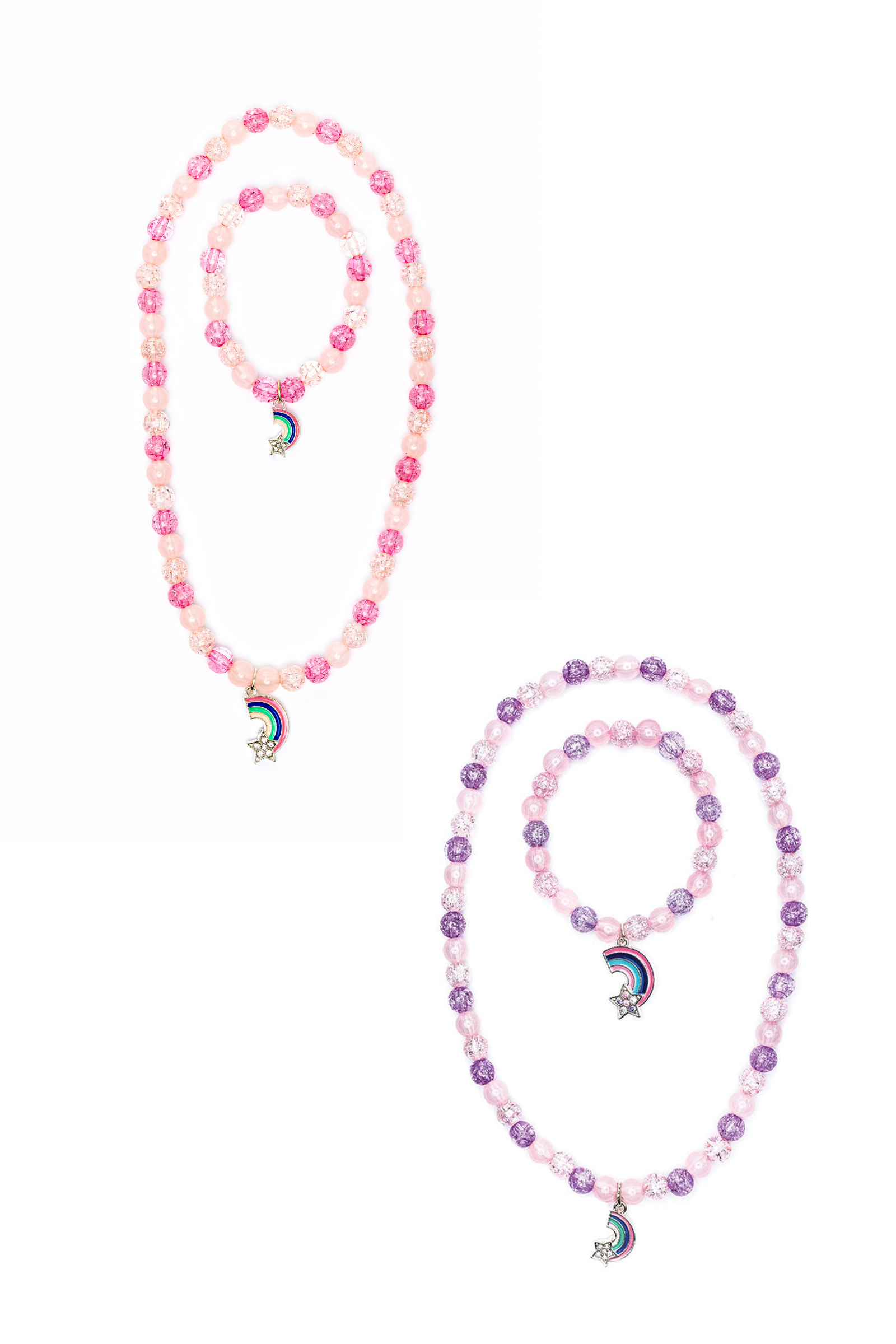 Purple Rainbow Necklace & Bracelet Set
