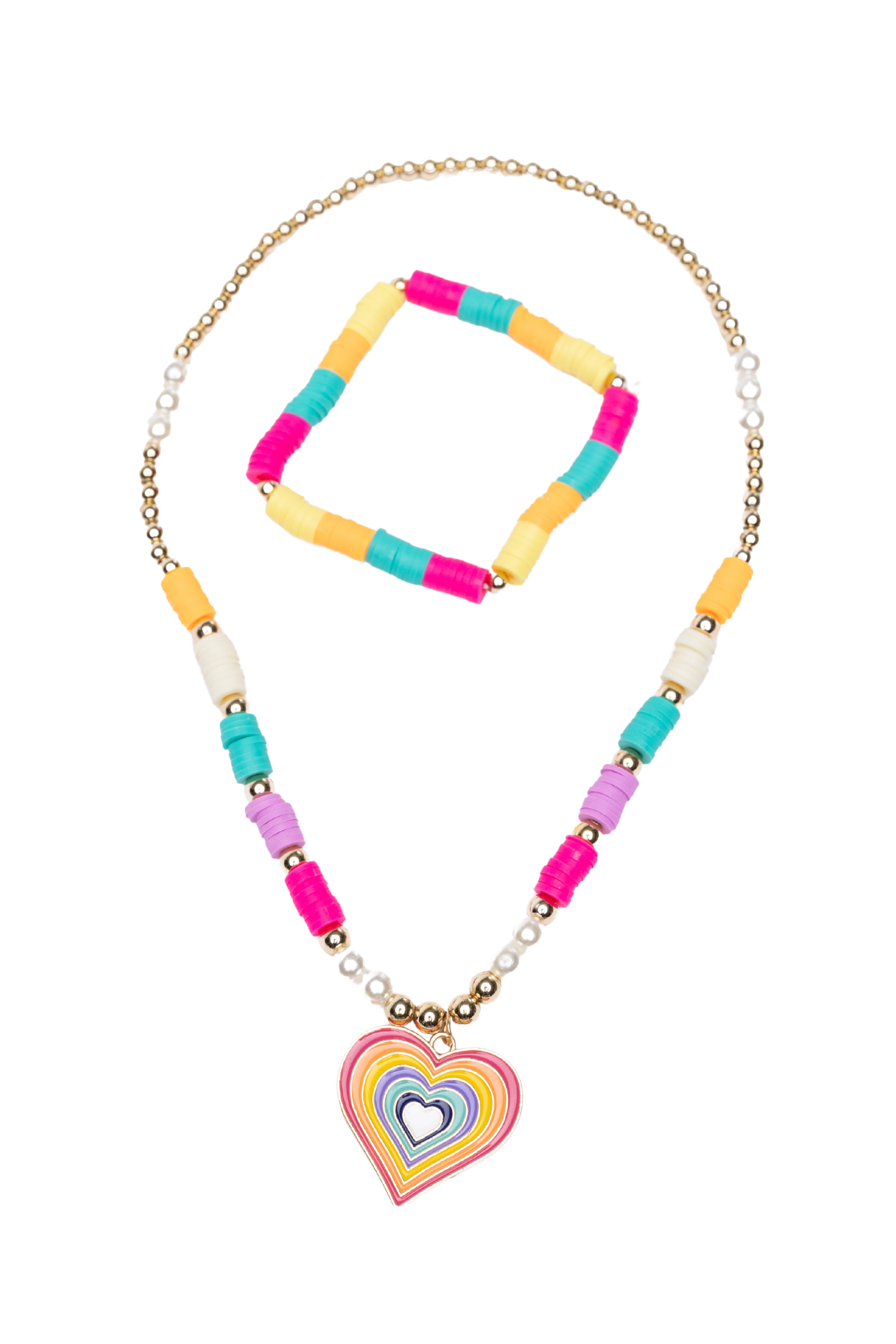 Rainbow Love Necklace Bracelet Set