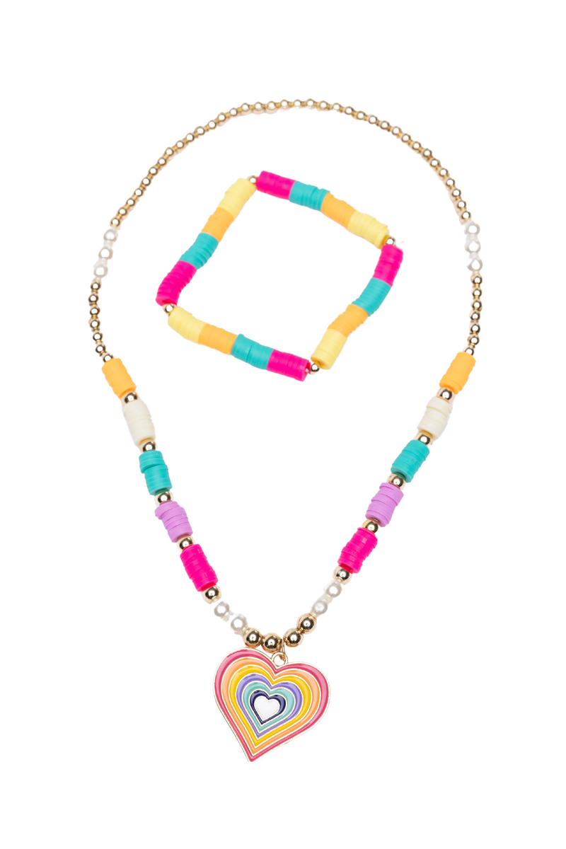 Rainbow Love Necklace Bracelet Set-Retail-Great Pretenders USA